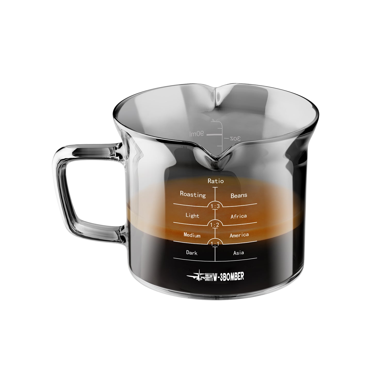 MHW-3BOMBER Glass Measuring Cup Transparent Grey 120ml